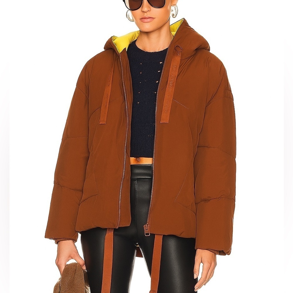 Essentiel antwerp brown and yellow chameleon puffer jacket - Picture 3 of 16
